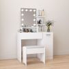 Makeup Vanity Table Set with Drawer and Storage Cabinet, Dressing Table with Vanity Cushioned Stool for Bedroom, Makeup Room