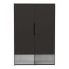 Rosie Armoire, Two Open Shelves, Double Door, Five Shelves, Hanging Rod -Black / White