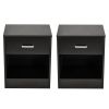 2pcs Night Stands with Drawer Black