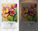 NEW Orchids in Watercolor Ceramic Night Light Compact, UL-Certified, Ideal for Bedroom, Bathroom, Nursery, Hallway, Kitchen, 6x4x3, Multicolor