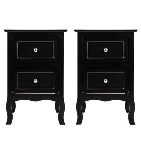 2pcs Country Style Two-Tier Night Tables Large Size Black