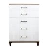 Glamorous White and Cherry Finish 1pc Chest of 6 Drawers Modern Bedroom Furniture with Gold Trim Accent