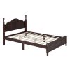 3-Pieces Bedroom Sets,Full Size Wood Platform Bed and Two Nightstands-Dark Walnut