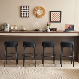 30" Tall, Round High Bar Stools, Set of 2 - Contemporary upholstered dining stools for kitchens