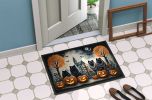 Keeshond Spooky Halloween Doormat Front Door Mat Indoor Outdoor Rugs for Entryway, Non Slip Washable Low Pile, 24H X 36W