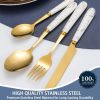 Gold Silverware Set, 24 Pieces Flatware Set with Silverware Holder, Stainless Steel Knives Forks Spoons Cutlery Set Service for 6