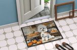 Bichon Frise Fall Kitchen Pumpkins Doormat Front Door Mat Indoor Outdoor Rugs for Entryway, Non Slip Washable Low Pile, 24H X 36W