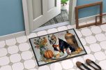 English Bulldog Fall Kitchen Pumpkins Doormat Front Door Mat Indoor Outdoor Rugs for Entryway, Non Slip Washable Low Pile, 24H X 36W