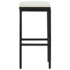 Bar Stools with Cushions 2 pcs Black Poly Rattan