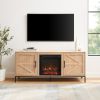 Modern Farmhouse Barn Door Fireplace TV Stand for TVs up to 65 inches – Coastal Oak