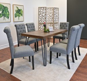 Ashford 7-Piece Dining Set, Hairpin Dining Table with 6 Chairs, 4 Color Options (Color: as Pic)