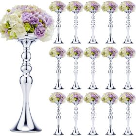 16 Pcs Metal Flower Arrangements Stand Wedding Centerpiece Tall Table Decor Vase for Event Party Hotel Home (Gold, 15 Inch) (Color: 15 Inch Silver)