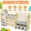 Kids Bookshelf Toy Storage Organizer with 17 Bins and 5 Bookshelves